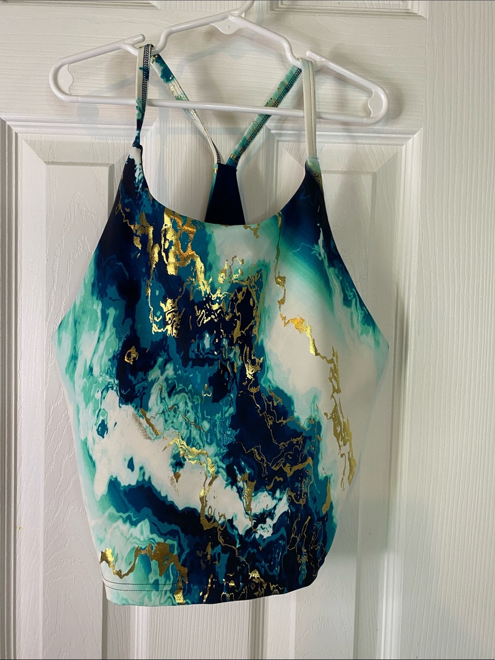 Old Navy Teal Navy Marble Print Strappy Tank Size Medium Green And Blue.